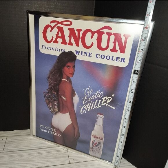 Cancun Premium Wine Cooler Bar Sign Vintage Man Cave 16in x 12in Exotic Chiller - Picture 4 of 8